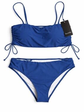 Sucrefas Blue Bandeau Bikini Set XL N
Adjustable Strap Ruched Swimwear